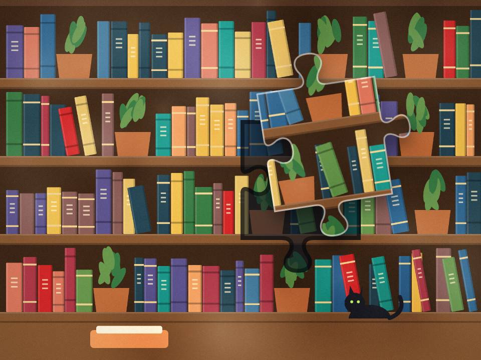 Book nook, an original illustration