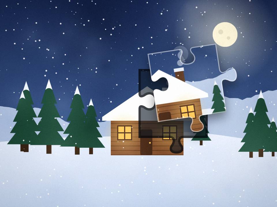 Snowy cabin, an original illustration