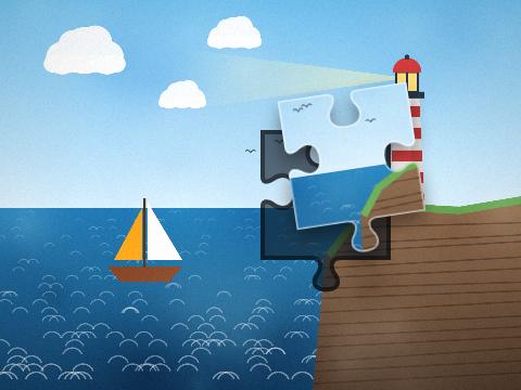 Lighthouse cove, an original illustration