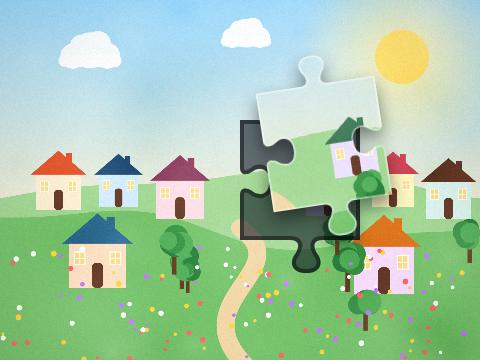 Hilltop village, an original illustration